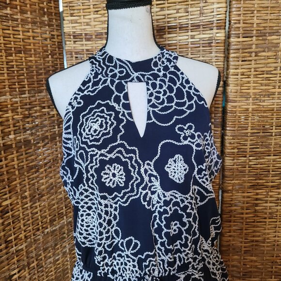 Enfocus Studio High Low Maxi Dress Sleeveless Sz 14 Drawstring Waist High Neck - Picture 5 of 6